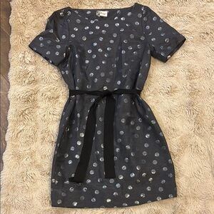 Gray Short Sleeve Mini Dress with Bateau Neckline